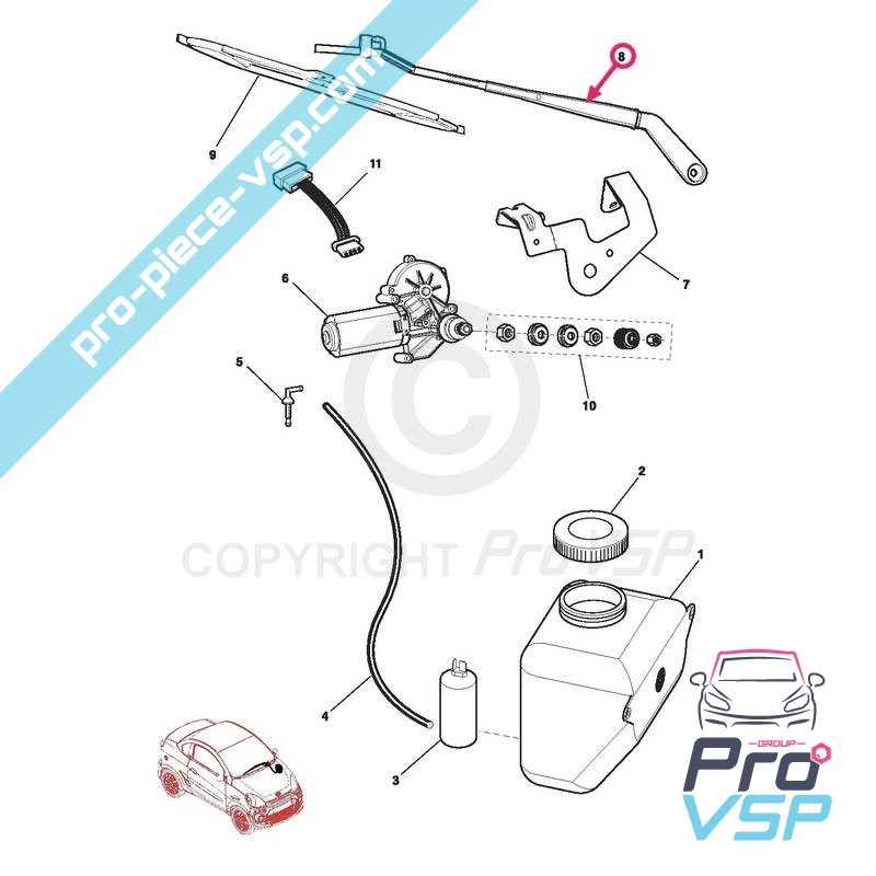 1005445 SPAZZOLA BRACCIO TERGICRISTALLO ANTERIORE MICROCAR M.GO M8 F8  LIGIER DUÉ