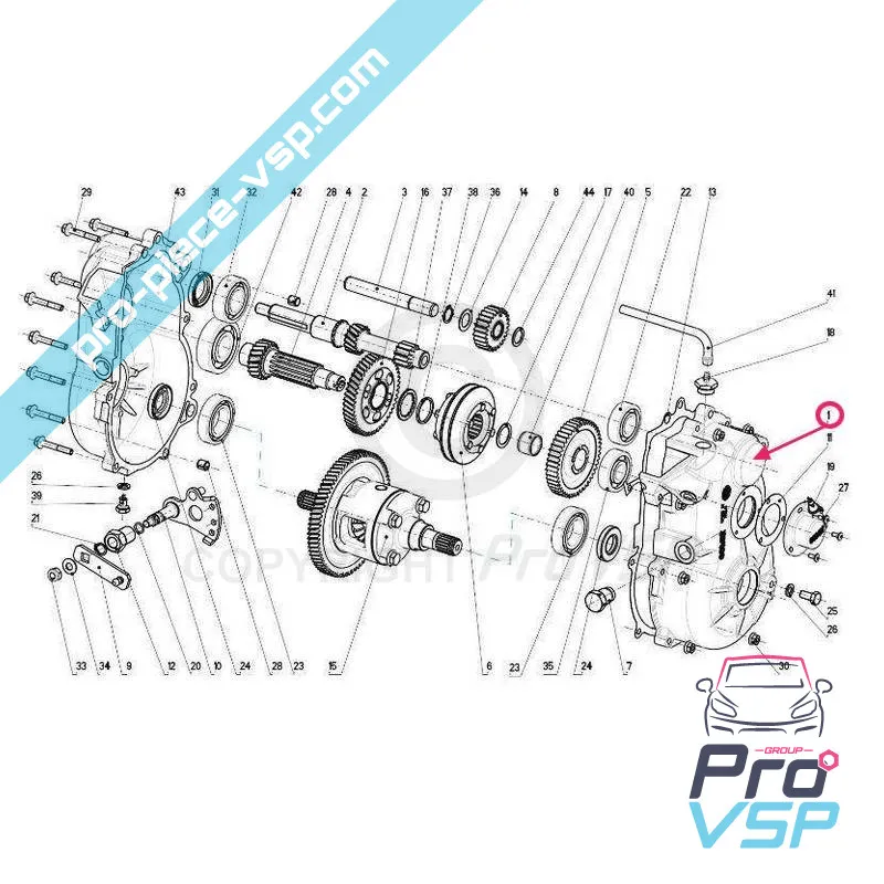 Half gearbox housing Origin for Aixam Impulsion (Latest models) Vision Sensation Émotion