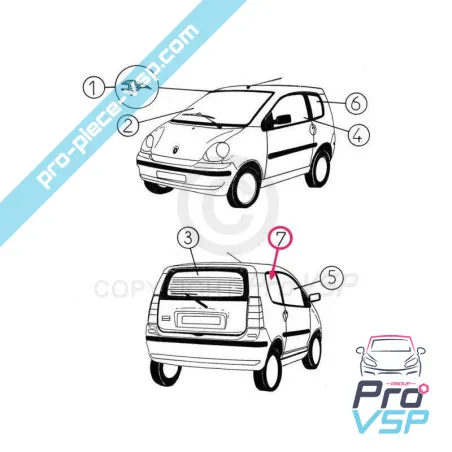 Gloer Castode Höger färglös för aixam 300 400 400.4 400evo