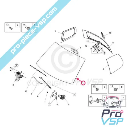 Parabrisas original para Microcar Mgo 3 Mgo 4 Mgo 6