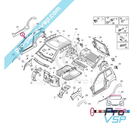 Latéral droit origine pour Microcar Mgo 3 ,4 , 6