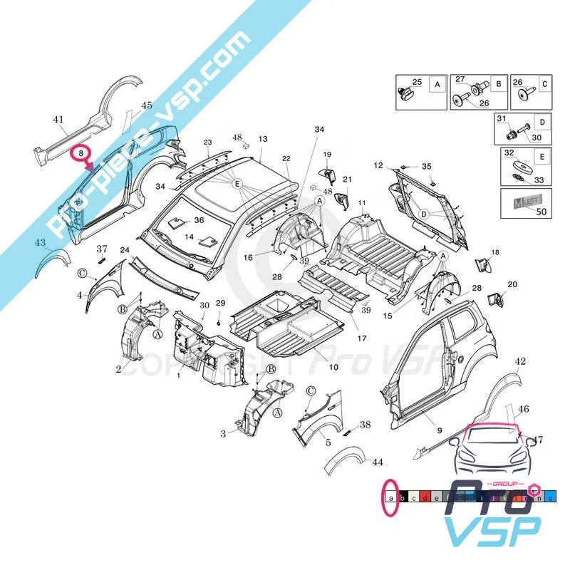 Lateral right origin for Microcar Mgo 3 , 4, 6