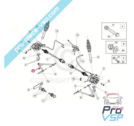 Triangle avant droit origine pour Ligier