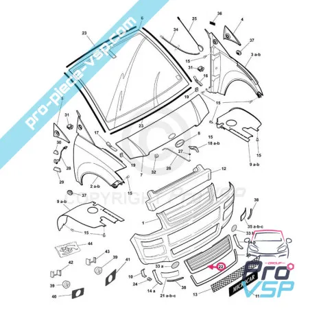 Grilă pentru microcar mc1 mc2 Faza 2