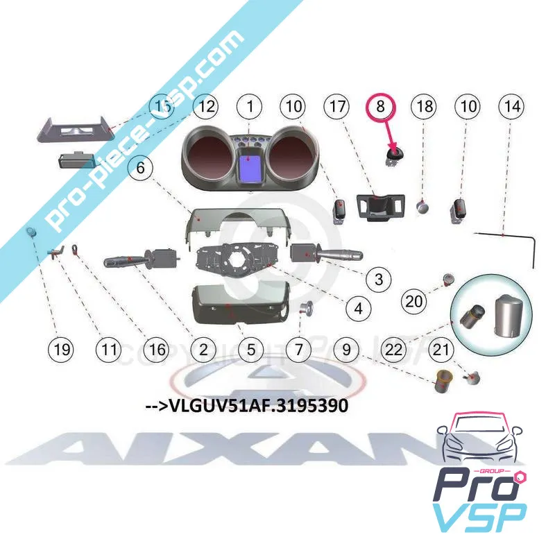 Warnschalter für Aixam Impulsion Vision und Sensation 1. Montage