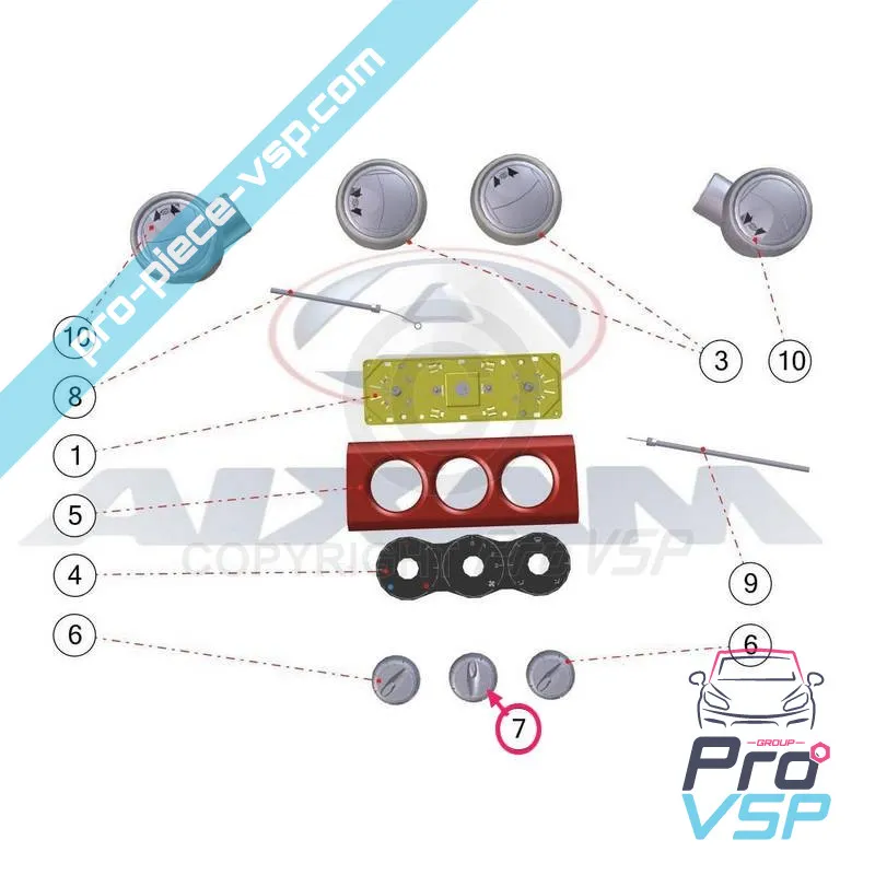 Central ventilation button origin for Aixam