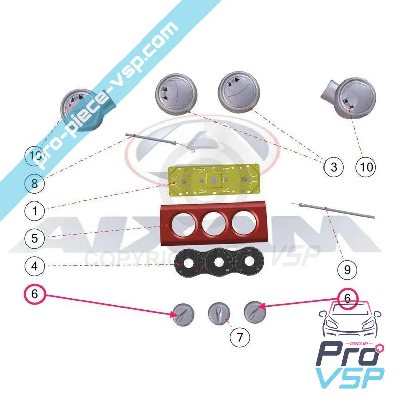 Origine del pulsante di ventilazione laterale per Aixam