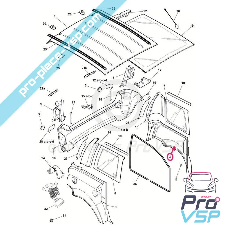 Left rear wing origin for Microcar MC1