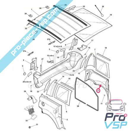 Left rear wing origin for Microcar MC1