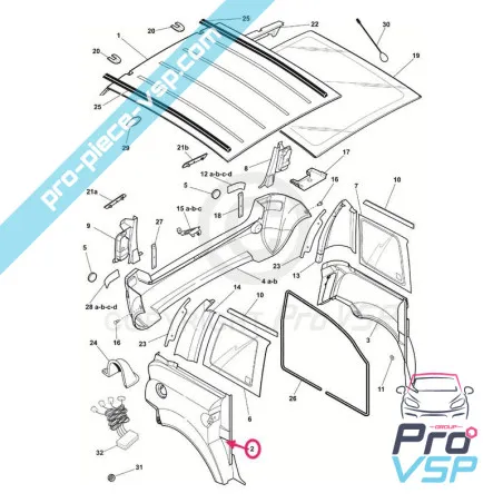 Right rear wing origin for Microcar MC1