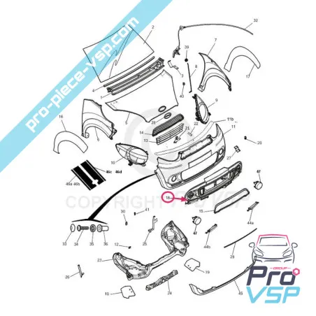 Calandre pour microcar m8