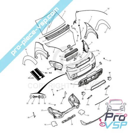 Spoiler de pare choc avant pour microcar m8