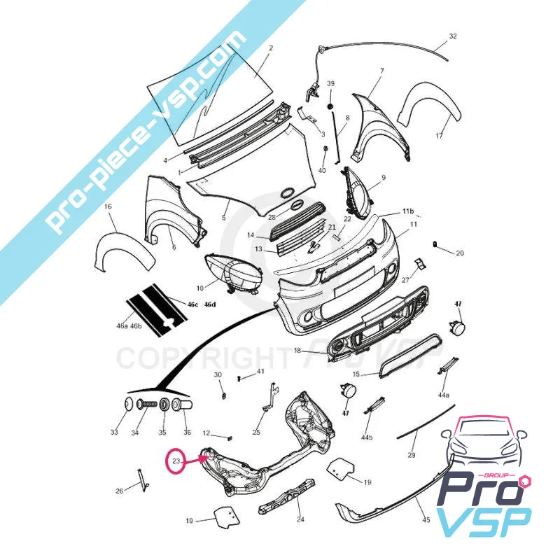 Façade avant pour microcar m8