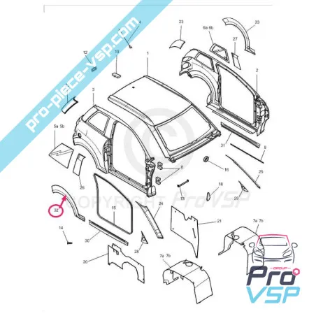 Right rear wing splarder for Microcar M8
