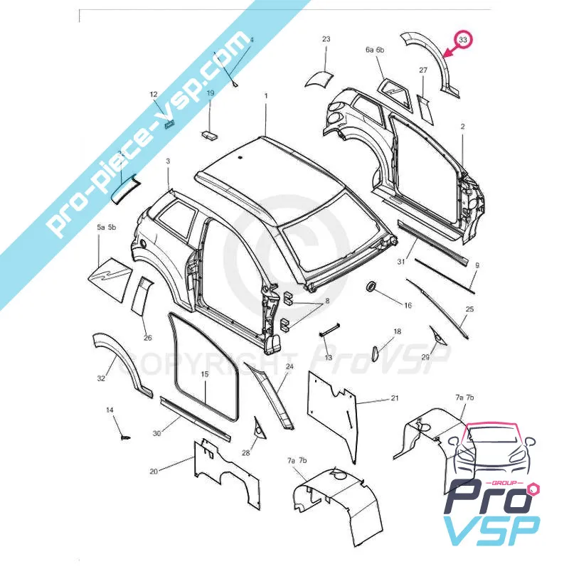 Rear left wing wide for Microcar M8