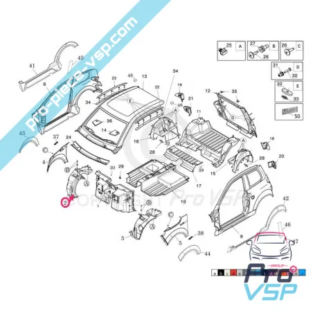 Front right wheel passage