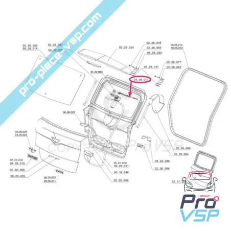 Rear wiper arm for Chatenet ch26 ch28 ch30
