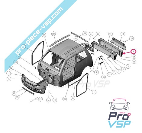 Pare choc arrière adaptable en plastique abs pour Ligier Xtoo RS