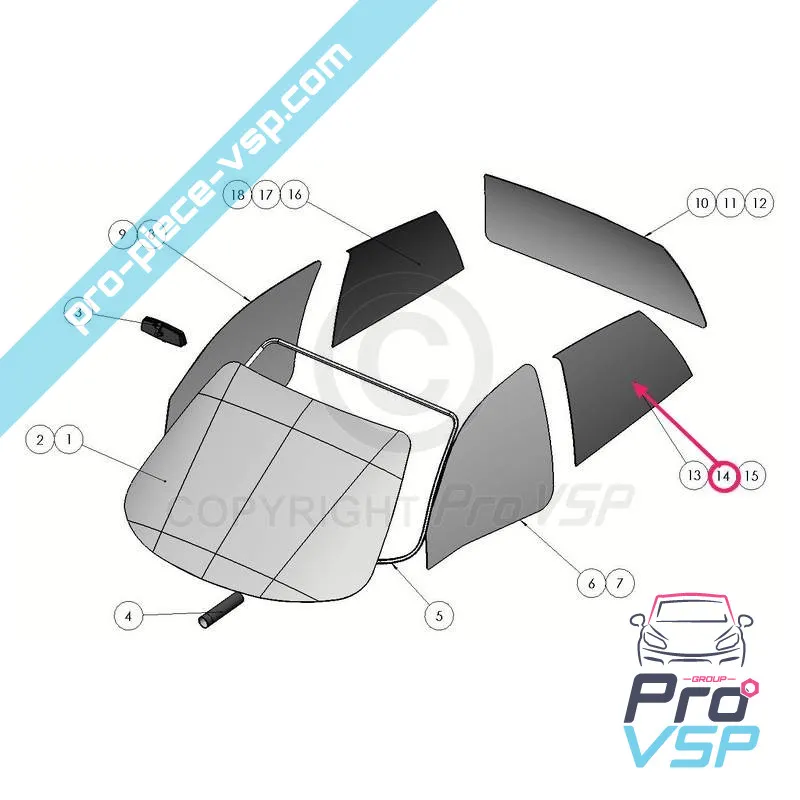 Custodice di vetro Left Tinted per Ligier xtoo 1 2 S dovuto JS42