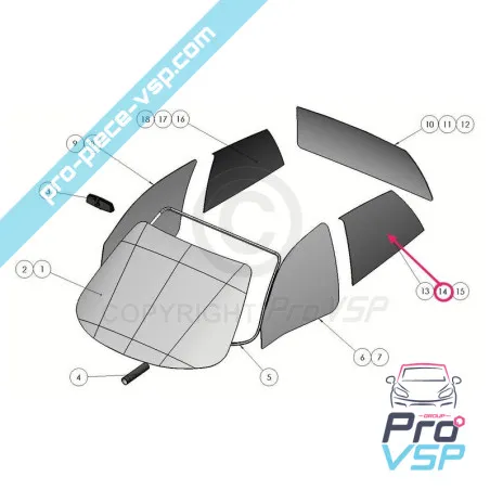 Custódulo de vidro deixado matizado para ligier xtoo 1 2 s devido js42