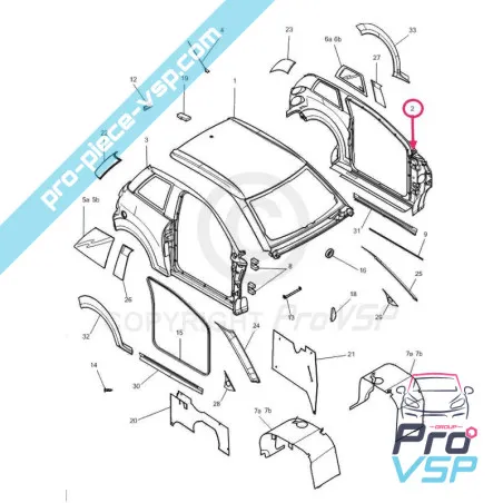 Latéral gauche pour microcar m8
