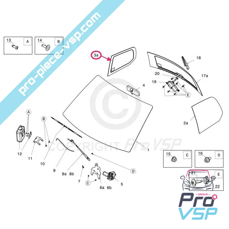 Vitre custode droite teintée verte pour microcar mgo 3
