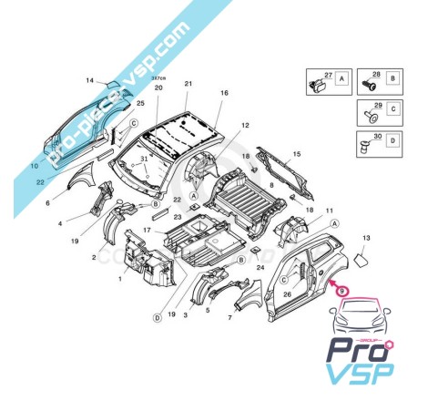 Branco esquerdo lateral para ligier js50l