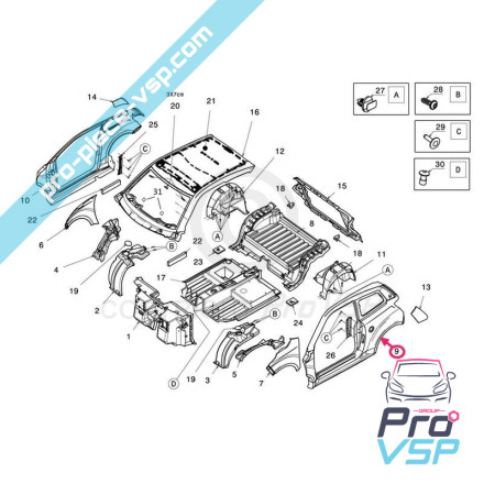 Lateral vänster vit för ligier js50l