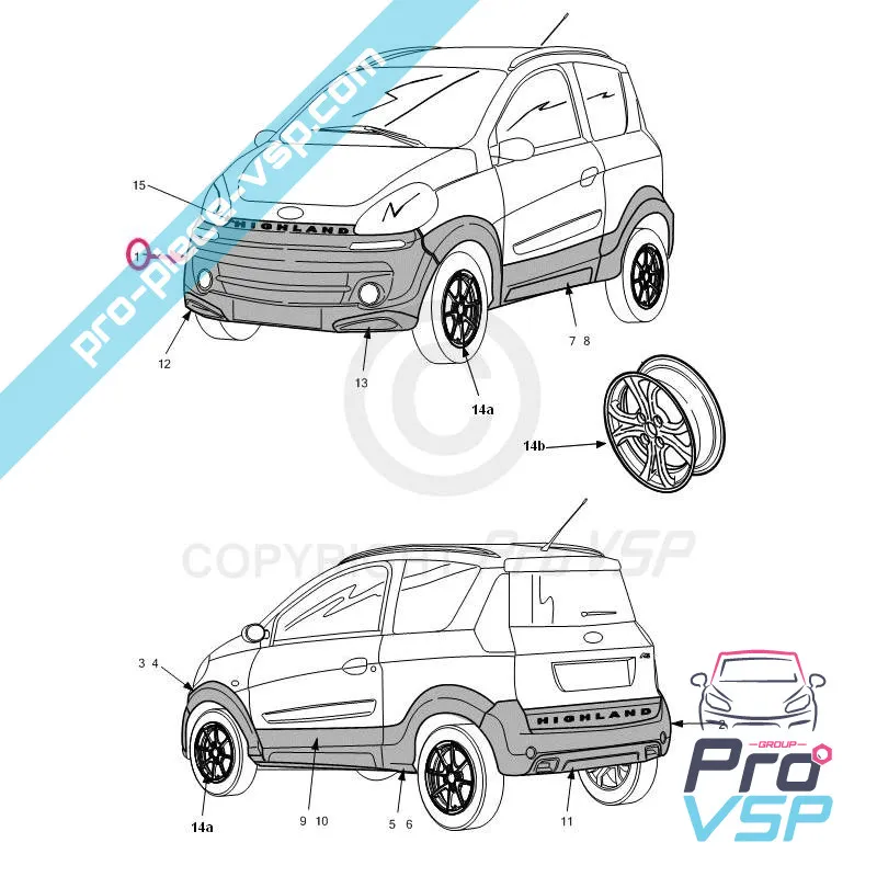 Pare choc avant origine pour microcar mgo 2 highland
