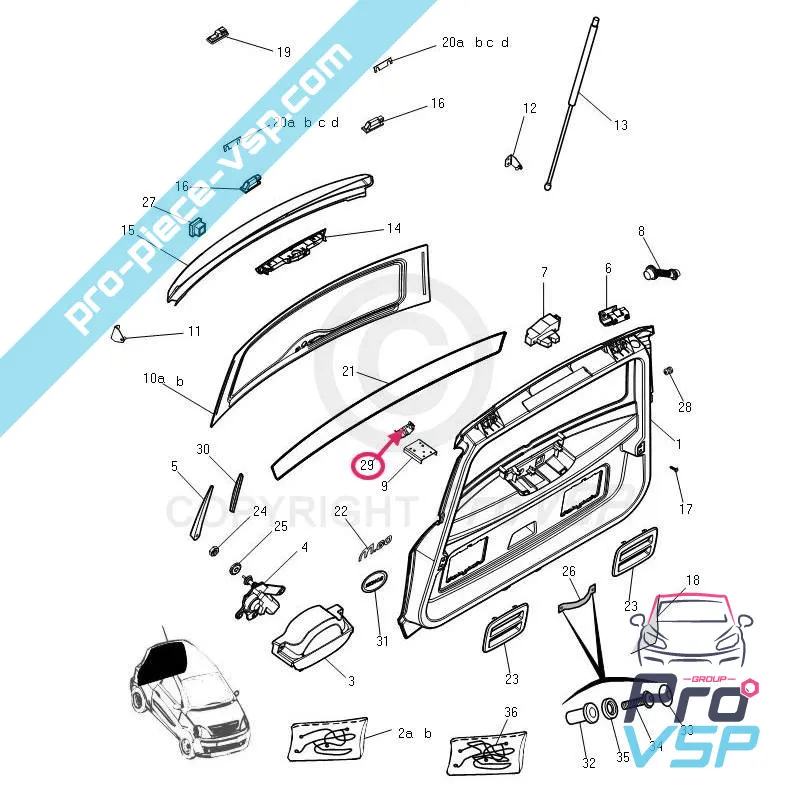 Heckklappe Guach für Microcar Ligier chatenet jdm