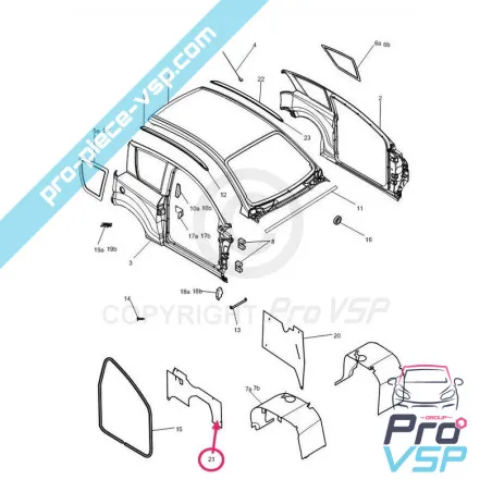 Pare boue arrière gauche origine pour Microcar Ligier