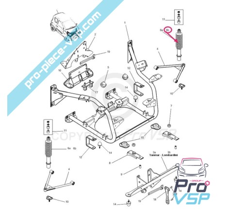 Amortisseur avant adaptable pour Microcar Mgo 1 et 2