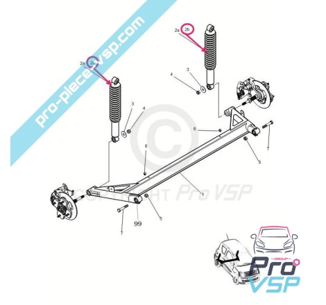 Amortisseur arrière pour microcar mgo 1 2 f8c ligier jsrc