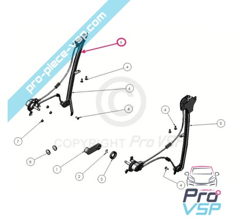 Levantador de janela manual direita para ligier ixo