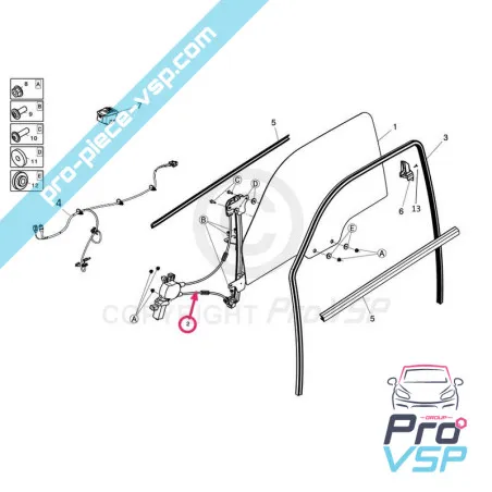 Lève vitre électrique droit pour Ligier JS50 JS50L