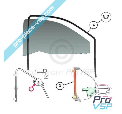 Right manual window lift