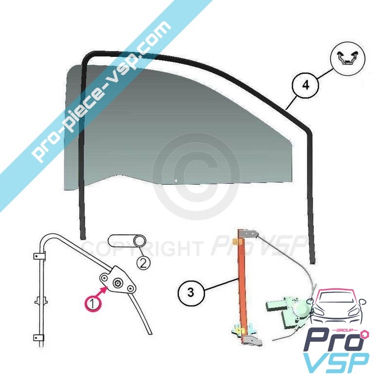 Right manual window regulator