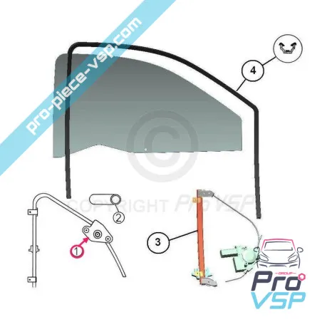 Window Lift Left Manual per Aixam