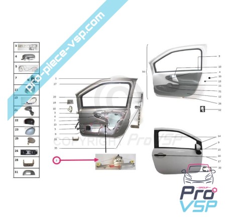 Right electric glass lift