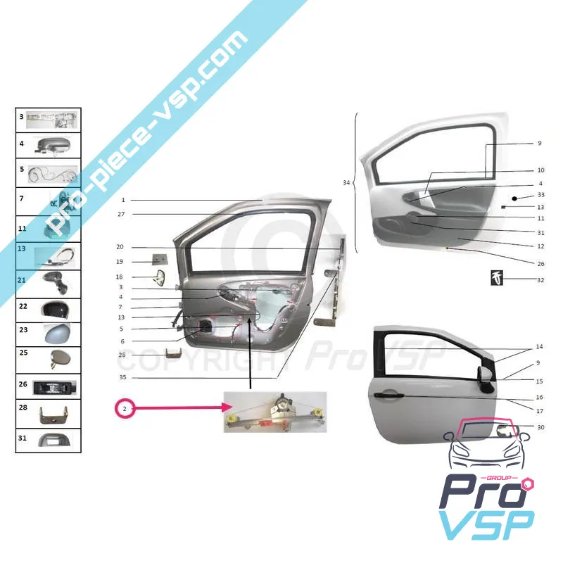 Levante de vidro elétrico direito para Bellier B8