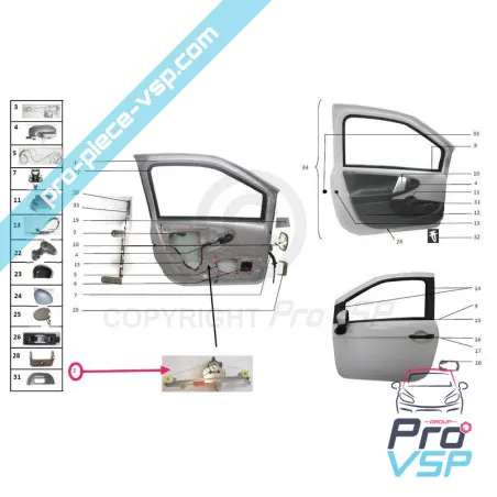 Elevador de vidro elétrico esquerdo para Bellier B8