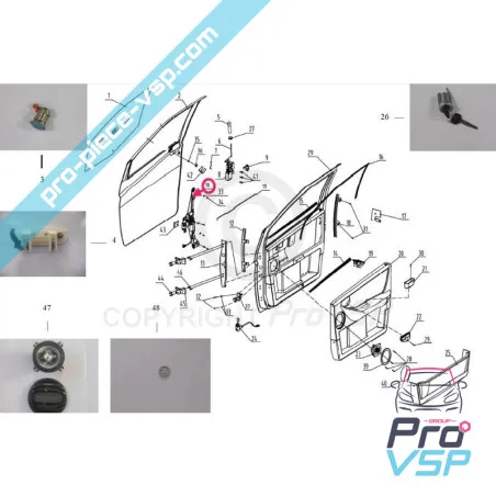 Ventana eléctrica derecha para bellier docker y jade