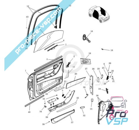 Lève vitre électrique droit pour microcar mgo 1 2 m8 f8c ligier jsrc