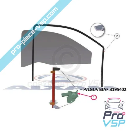 Lève vitre électrique gauche pour aixam city pack et crossline pack impulsion vision et sensation 1er montage