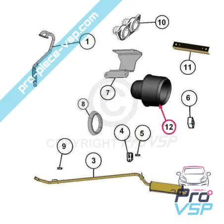 Avgasutgångshållare för aixam coupé crossover impulsion