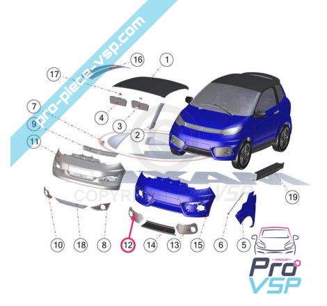 Right grid of front bumper