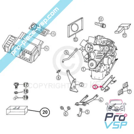 Support moteur avant origine pour Aixam