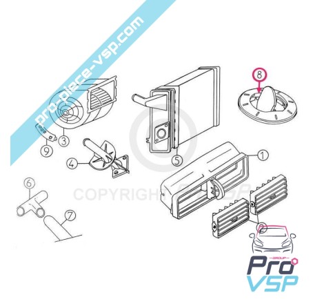 Aerador de painel para aixam 400evo 400.4 500.4 500.5