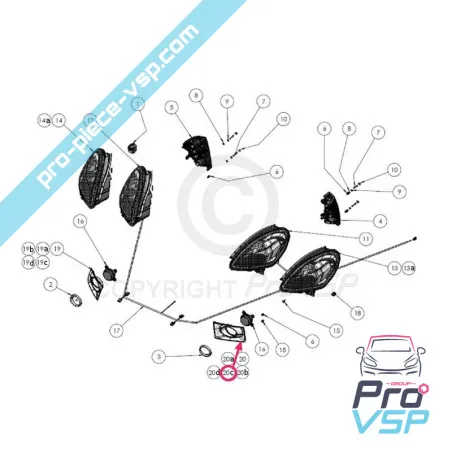 Cache antibrouillard gauche gris pour Ligier Ixo V2