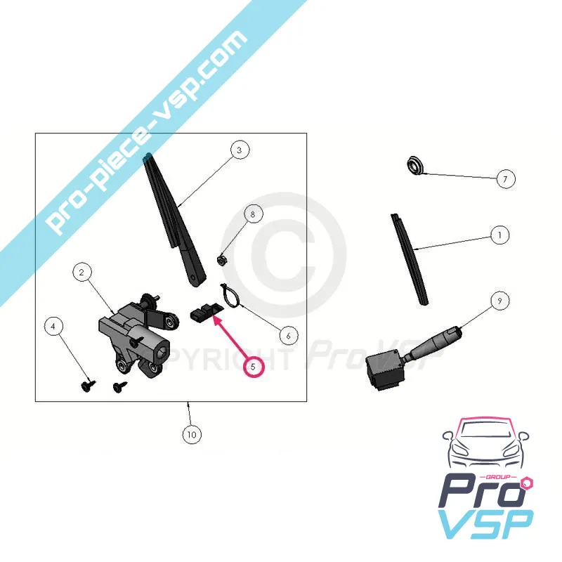 Módulo de limpador traseiro para Microcar Ligier